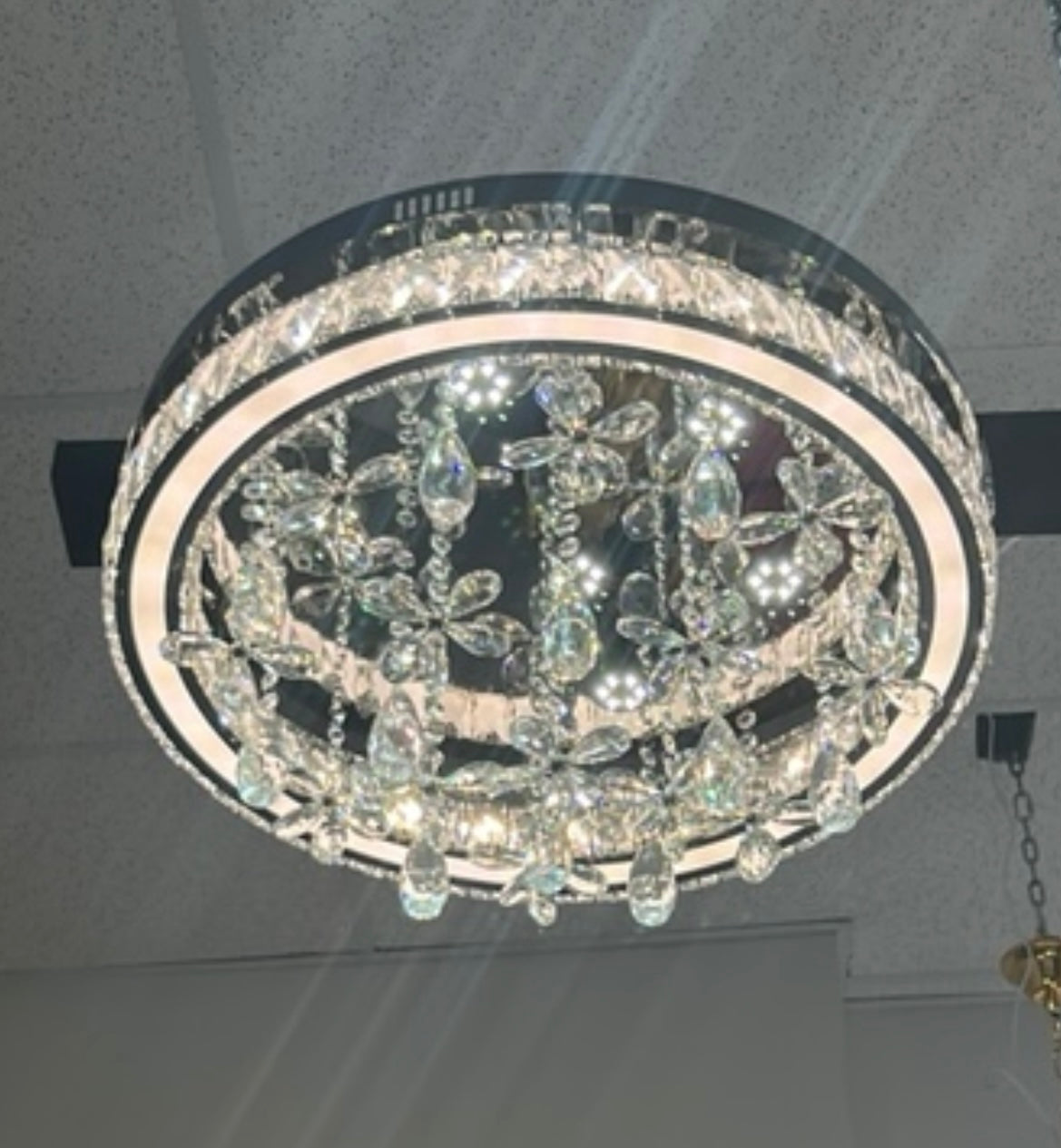 Round Flowered Crystal Chandelier