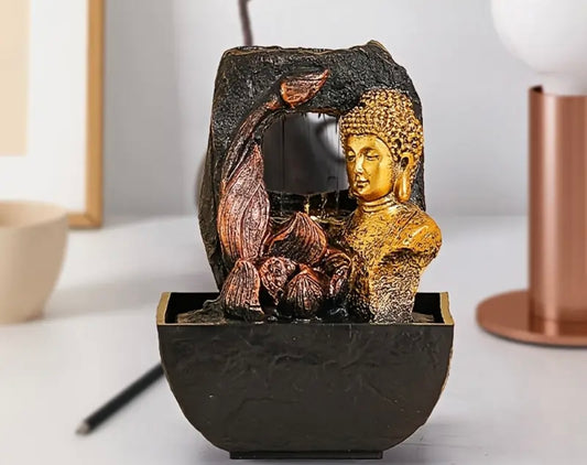 Resin Buddha statue for desktop fountain, waterfall zen style -USB powered.