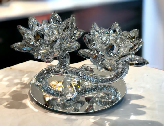 Lotus Crystal Crushed diamond candle holder