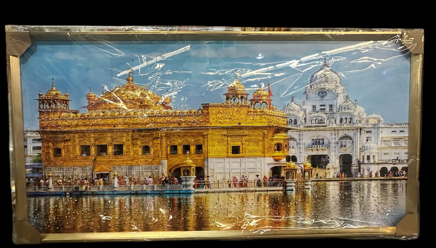 Beautiful Big Custom made 3D crystals on golden temple picture frame