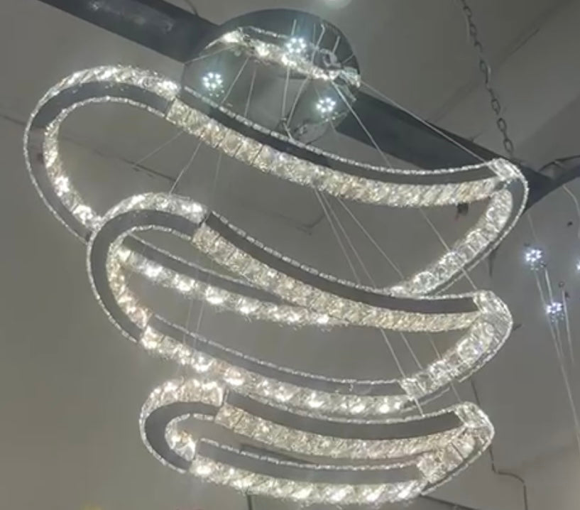 Crystal 3 tier led modern Chandelier