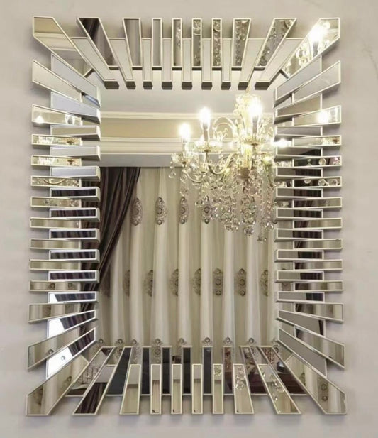 Modern Rectangular Decorative Gold or Silver Wall Mirror