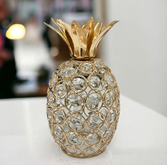 Crystal Metal Pineapple Centre Piece in Gold