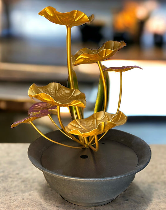 Gold Metal Flower indoor fountain