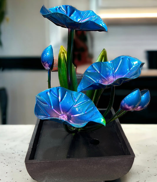 Beautiful blue flower indoor fountain